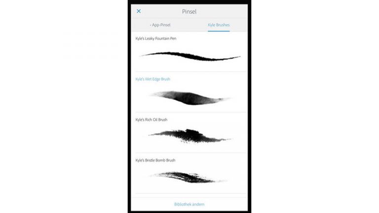 Pinselformen bei “Adobe Photoshop Sketch”