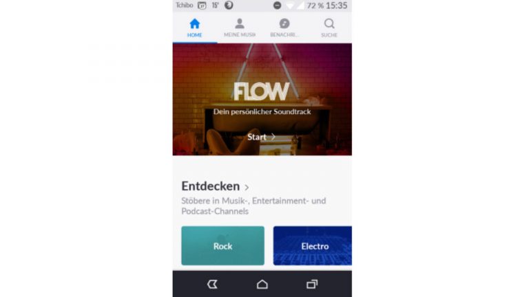 Ansicht der Startseite von Deezer