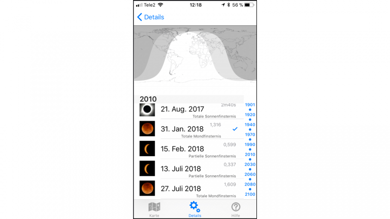 Eclipse App Mondfinsternis