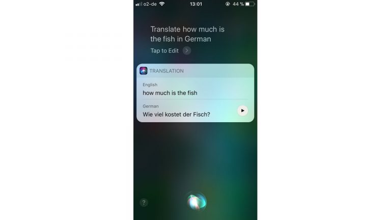 Siri übersetzt aus dem Englischen ins Deutsche