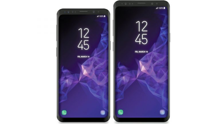 So k&ouml;nnten das Samsung Galaxy S9 sowie das Galaxy S9+ (r.) aussehen.