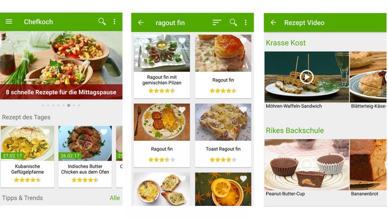 Screenshots Rezepte-App Chefkoch