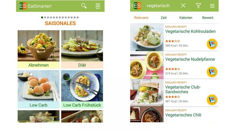 Screenshots Rezepte-App EAT SMARTER