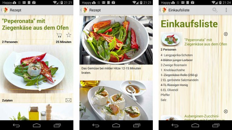 Screenshots Rezepte-App Go Veggie!
