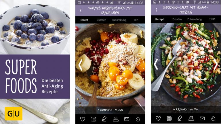 Screenshots Rezepte-App Superfoods