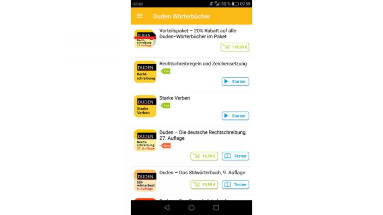 Schreibprogramme für Android Duden In-App-Käufe in der Duden-App