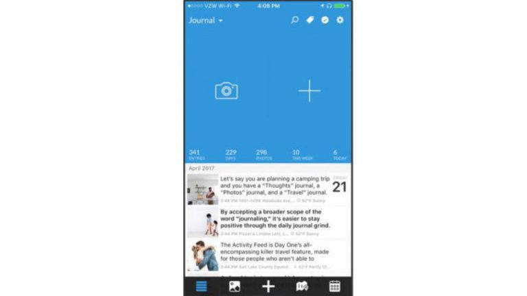 Tagebuch App mit Passwort Day One Journal-Ansicht bei “Day One”