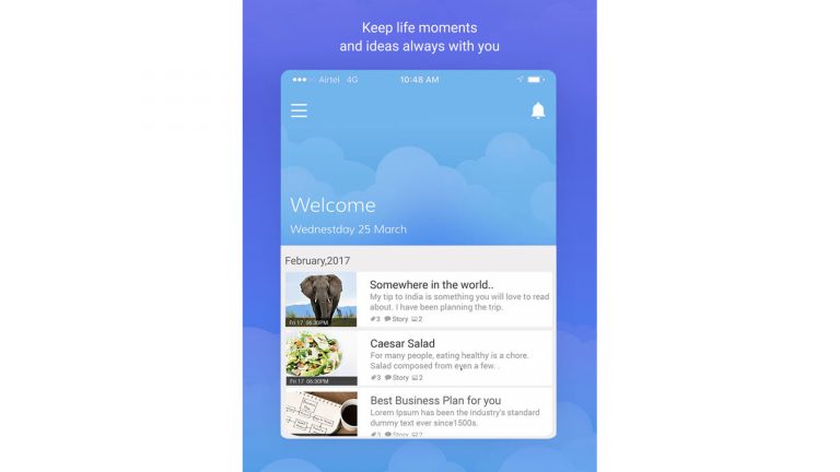 Tagebuch App mit Passwort Diaro Texteintrag in der Tagebuch-App “Diaro”