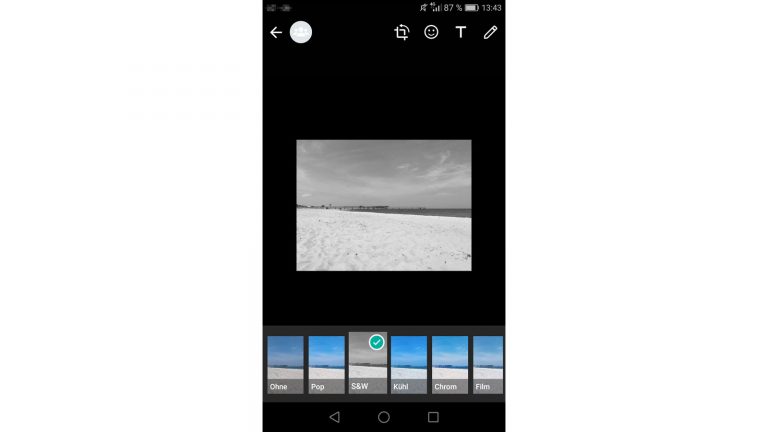 Schwarz-Weiß-Aufnahme per WhatsApp-Fotofilter