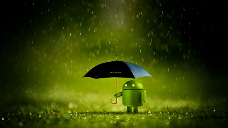 Android im Regen