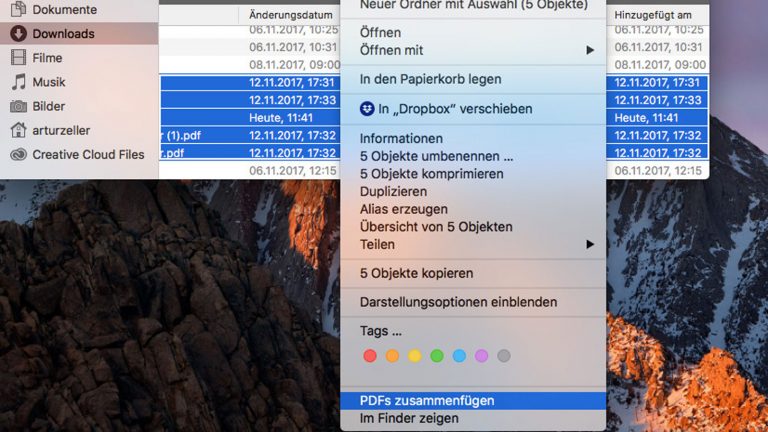 Automator im Finder anwenden