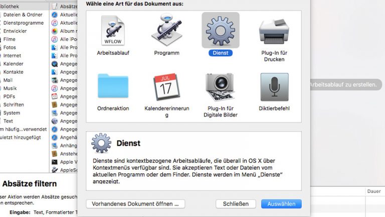 Screenshot: PDF mit Automator auf Mac erstellen