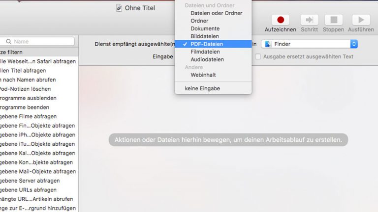 Screenshot: PDF mit Automator auf Mac erstellen