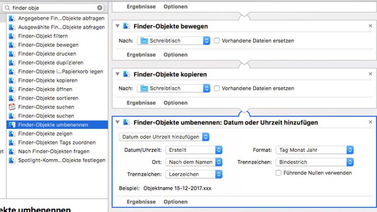 Screenshot: PDF mit Automator auf Mac erstellen