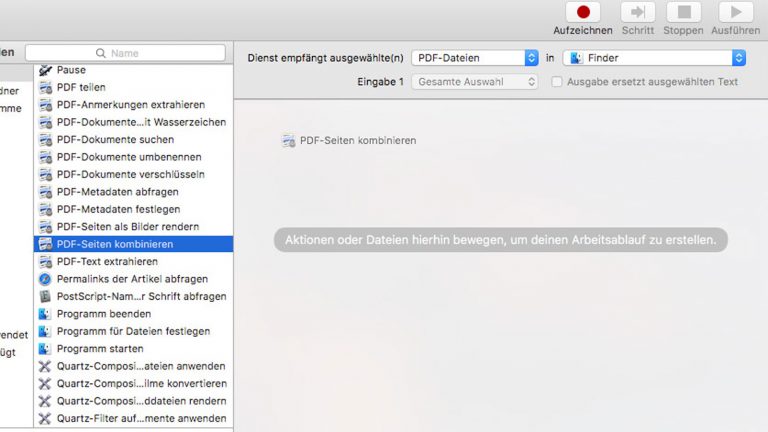 PDF mit Automator auf Mac erstellen