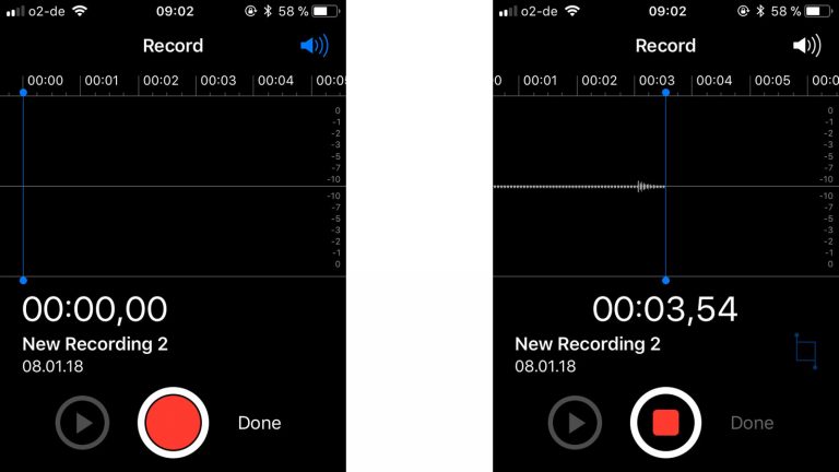 Tonaufnahmen mit der Sprachmemos-App auf dem iPhone