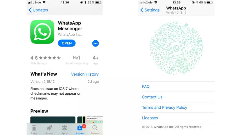 WhatsApp auf die aktuelle Version updaten