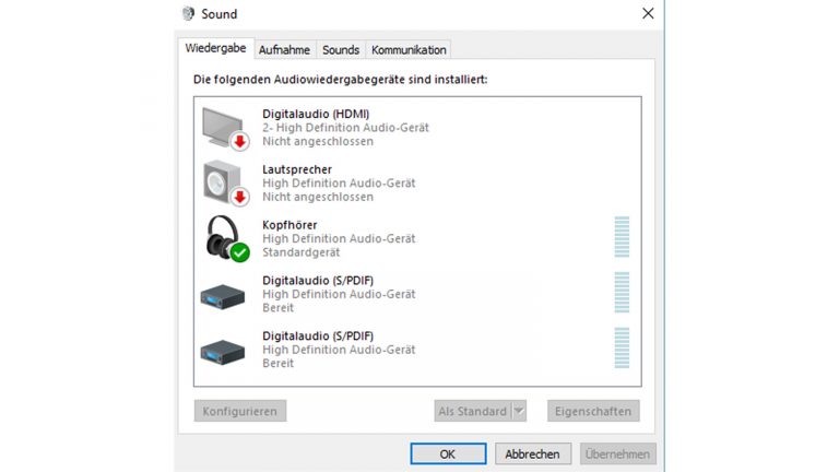 Windows 10: Richtiges Audio-Gerät als Standard festlegen