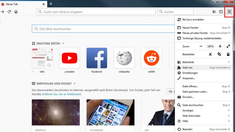 Add-ons und Erscheinungsbild von Firefox verwalten