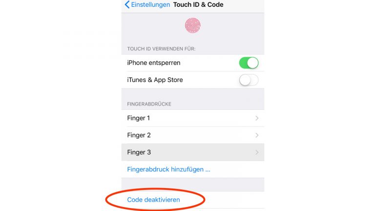 iOS Sperrbildschirm deaktivieren