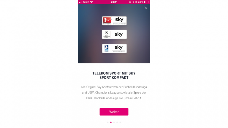 Screenshot Telekom Sport App