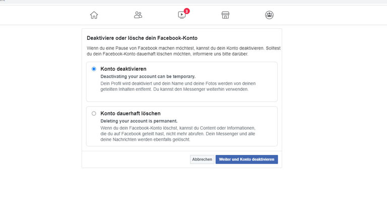 Facebook Account löschen oder deaktivieren