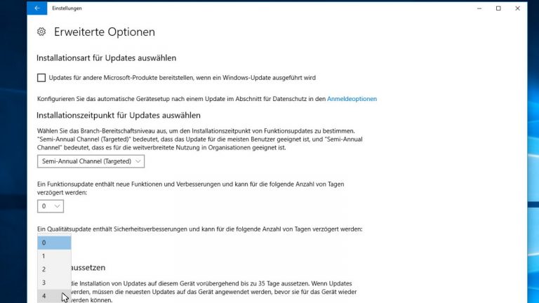 Windows 10 automatische Updates verzögern Screenshot