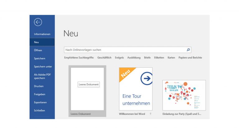 Neues Dokument in Word anlegen