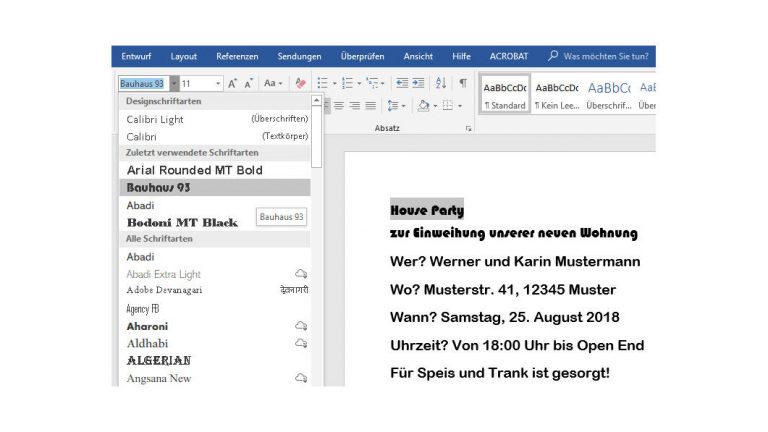 Text formatieren im Word-Dokument