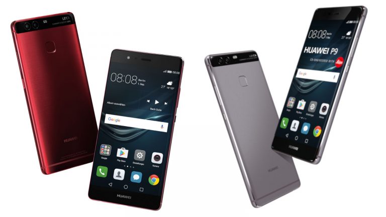 Huawei P9 in Rot und Silber