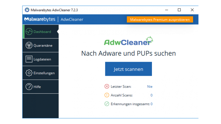 Screenshot AdwCleaner Startseite