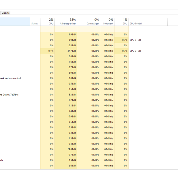 Task-Manager mit Windows-Prozessen