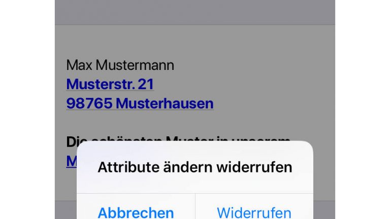 Screenshot Attribute ändern widerrufen unter iOS