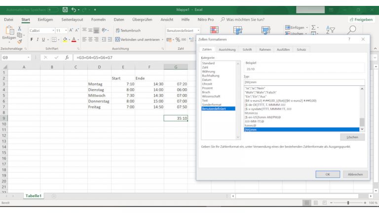 Stundenzahl in Excel ermitteln lassen