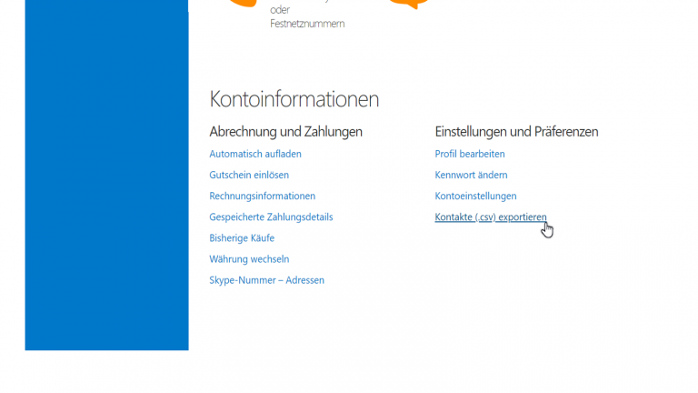 Skype Kontakte sichern Skype-Kontakte sichern