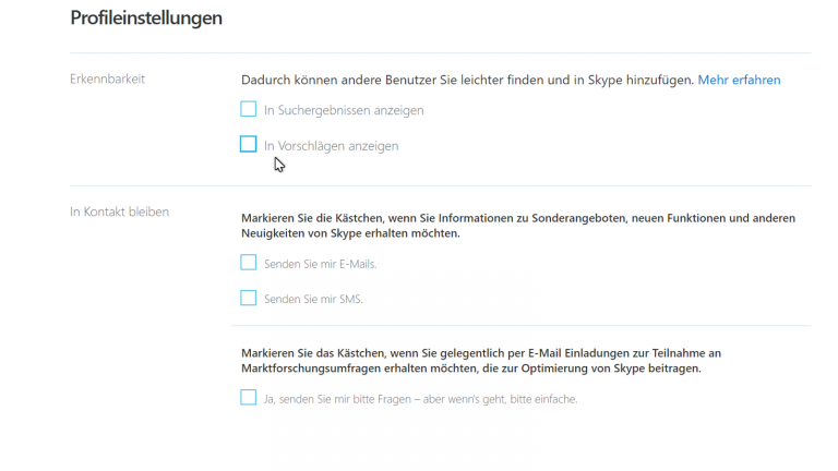 Skype-Account unsichtbar machen