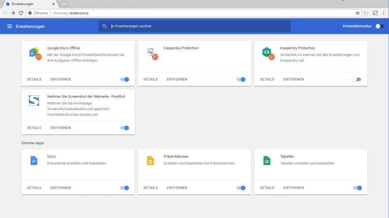 Google Chrome schneller machen: Erweiterungen entfernen
