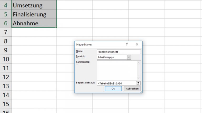 Excel Drop-down-Menü Tabellendaten erstellen