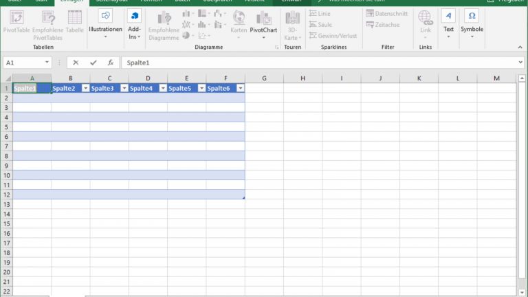Excel Tabelle neu erstellen