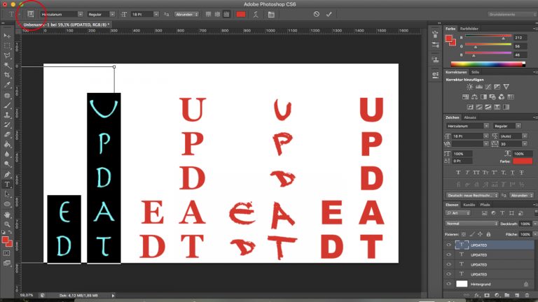 Photoshop Text ausrichten