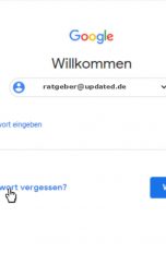 Google Konto Passwort vergessen Login-Seite des Google-Kontos zeigt die Option Passwort vergessen