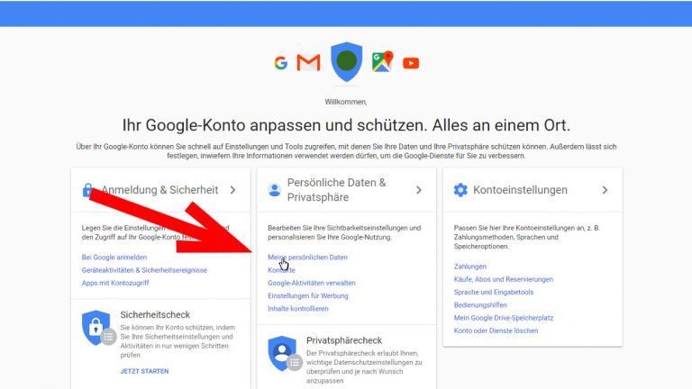 Screenshot Google-Konto Wiederherstellungsoptionen