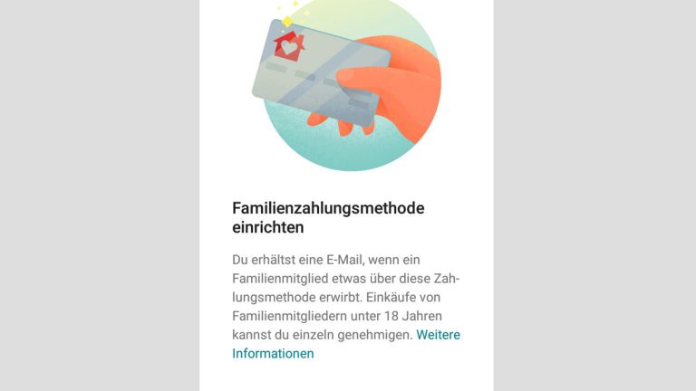 Google Play Mediathek: Familienzahlungsmittel bestimmen