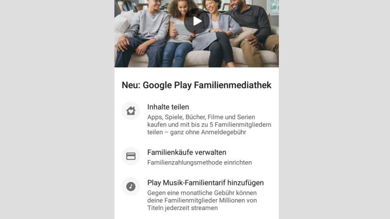 Google Play Familienmediathek: Apps gemeinsam verwalten