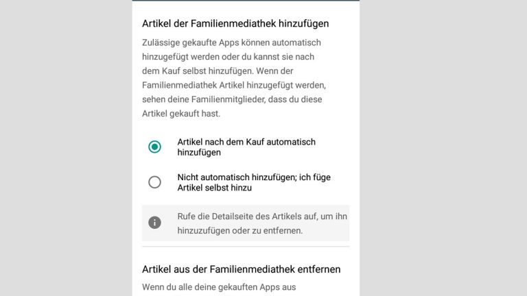 Google Play Familienmediathek: Käufe hinzufügen