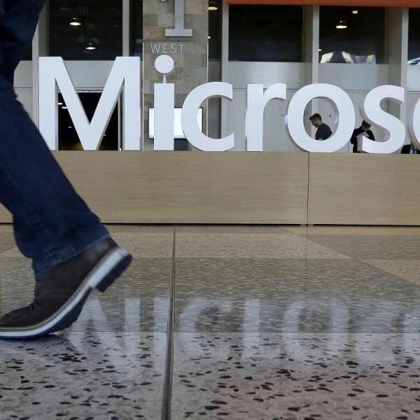 Microsoft-Logo auf Ausstellung