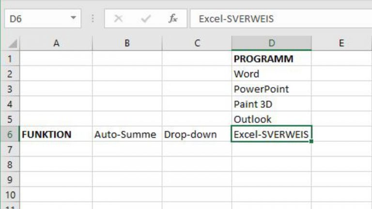Excel SVERWEIS Anleitung Screenshot