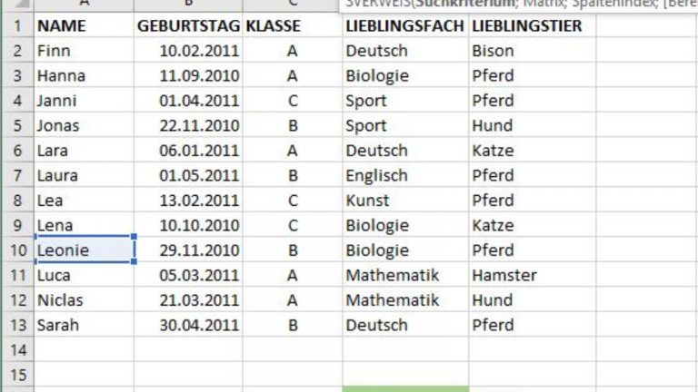 Excel SVERWEIS Schritt für Schritt Screenshot 4