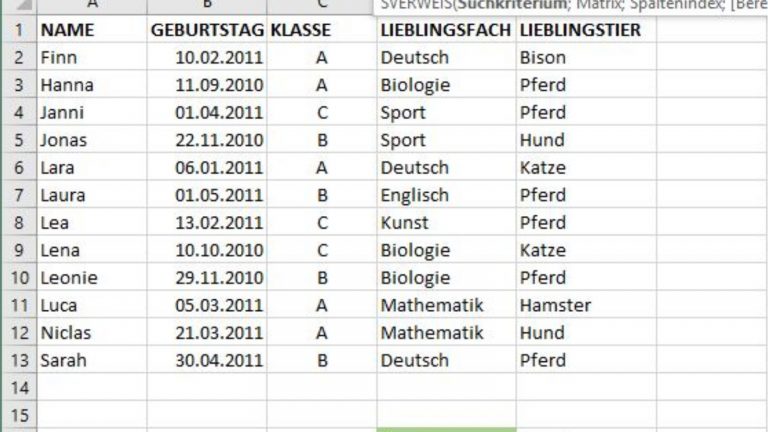 Excel SVERWEIS Schritt für Schritt Screenshot 3