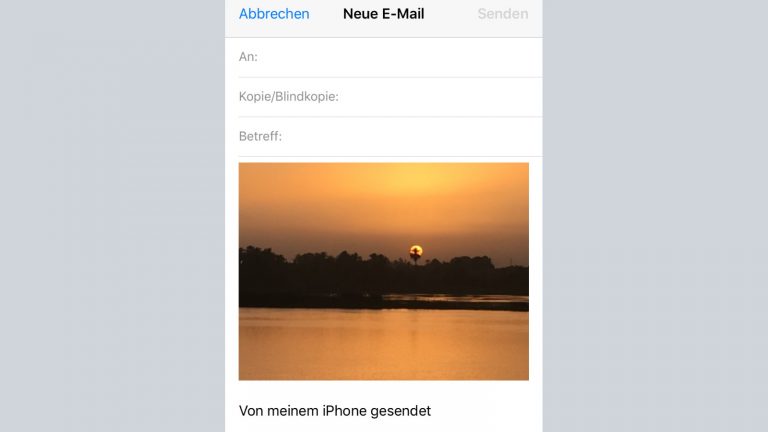 Screenshot Foto als E-Mail-Anhang in iPhone Mail versenden